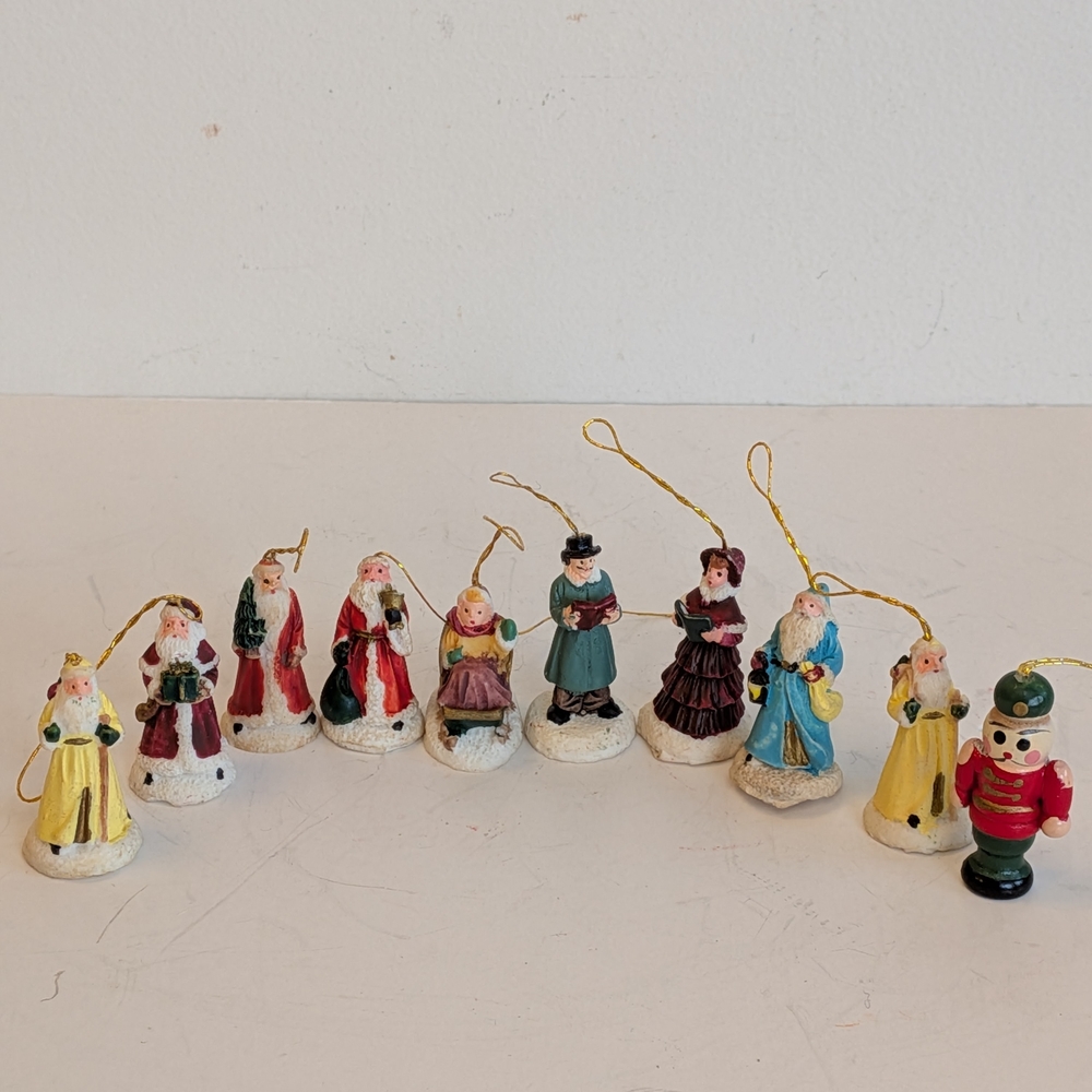 Christmas Miniature Figurine Ornaments Old World Santa Carolers, Lot Of 10